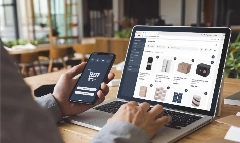 A shopper completing a purchase on an online store